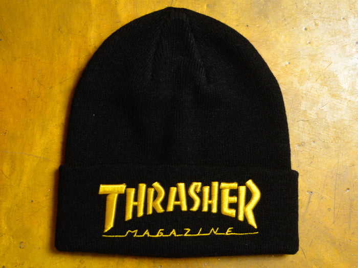Thrasher Embroidered Logo Beanie - Black / Gold