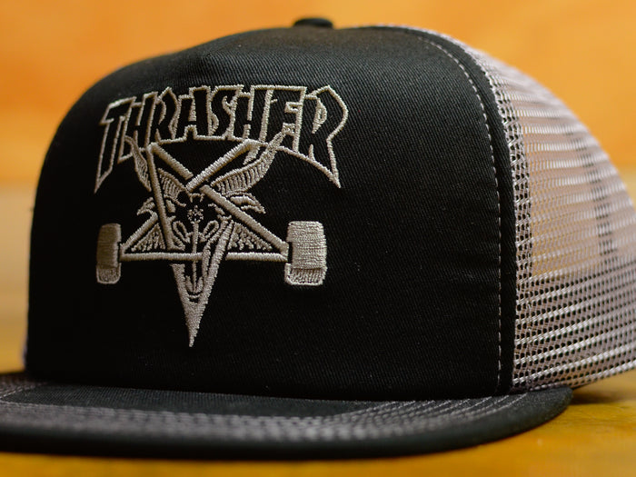 Thrasher Skategoat Embroidered Mesh Cap - Black / Grey