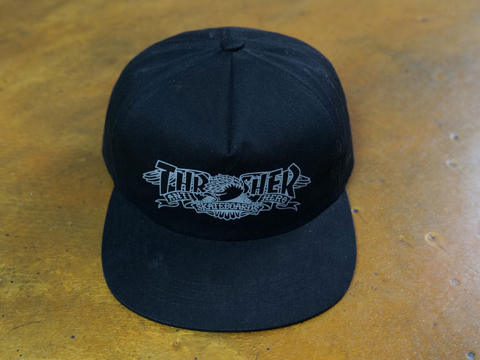 Thrasher x Antihero Mag Banner Snapback Cap - Black