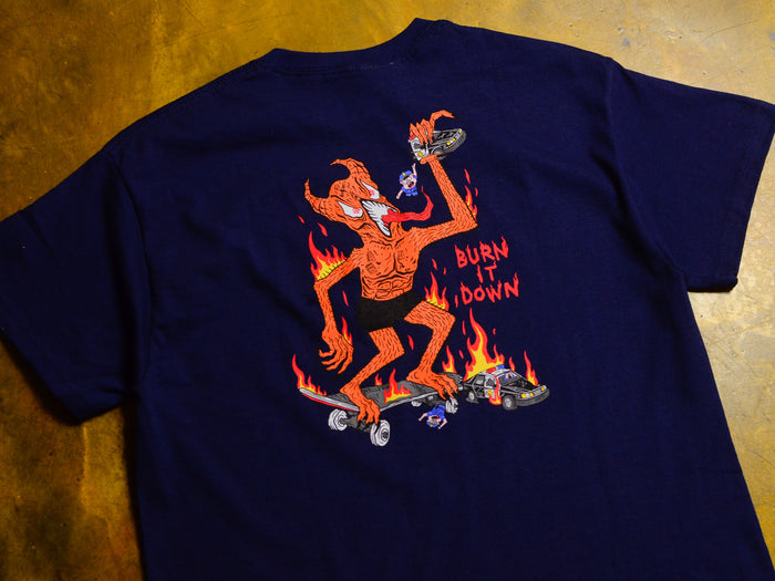 Thrasher x Neckface Burn it Down T-Shirt - Navy