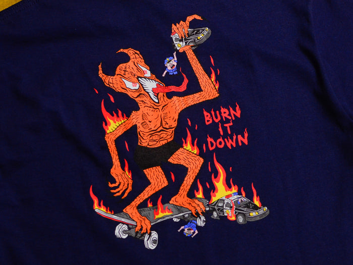 Thrasher x Neckface Burn it Down T-Shirt - Navy
