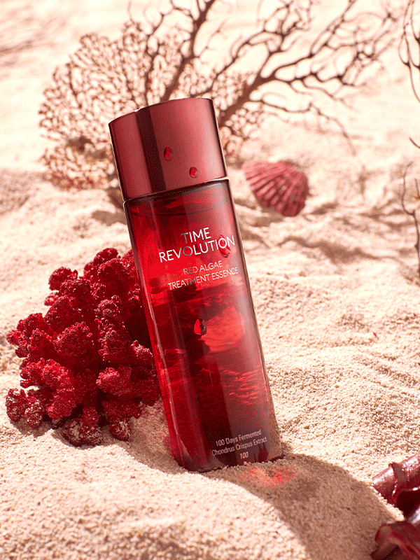MISSHA Time Revolution Red Algae Treatment Essence, revitalizing Korean essence and antioxidant for dewy skin.