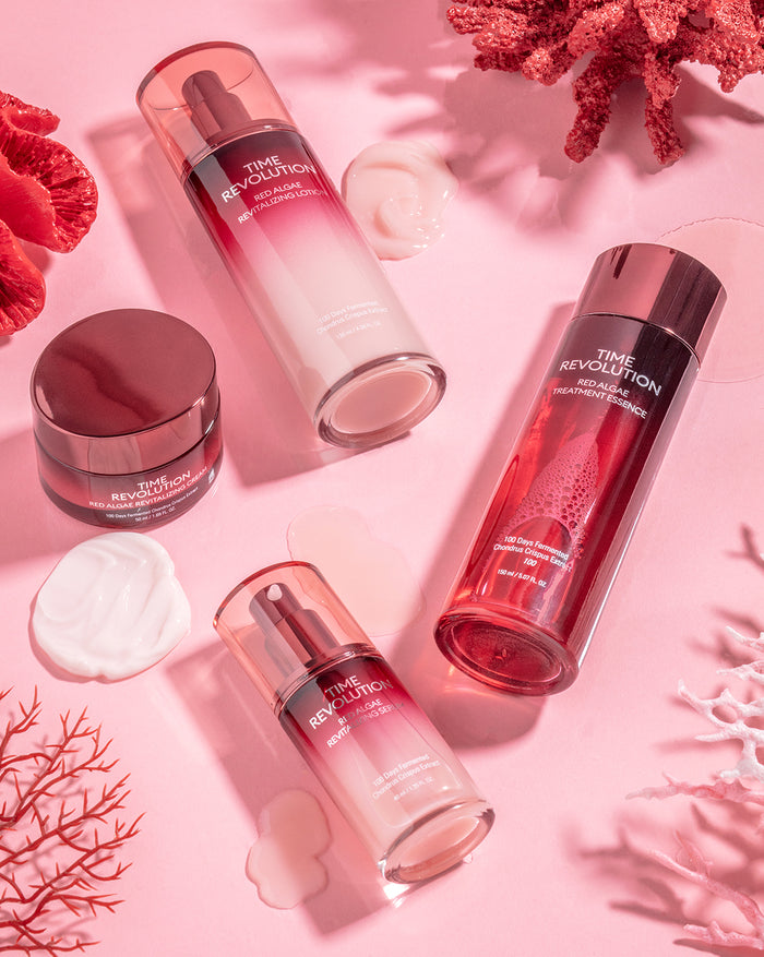 MISSHA Time Revolution Red Algae Treatment Essence, revitalizing Korean essence and antioxidant for dewy skin.