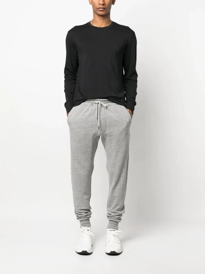 TOM FORD Crew Neck Long Sleeve Cotton T-Shirt Black - MAISONDEFASHION.COM