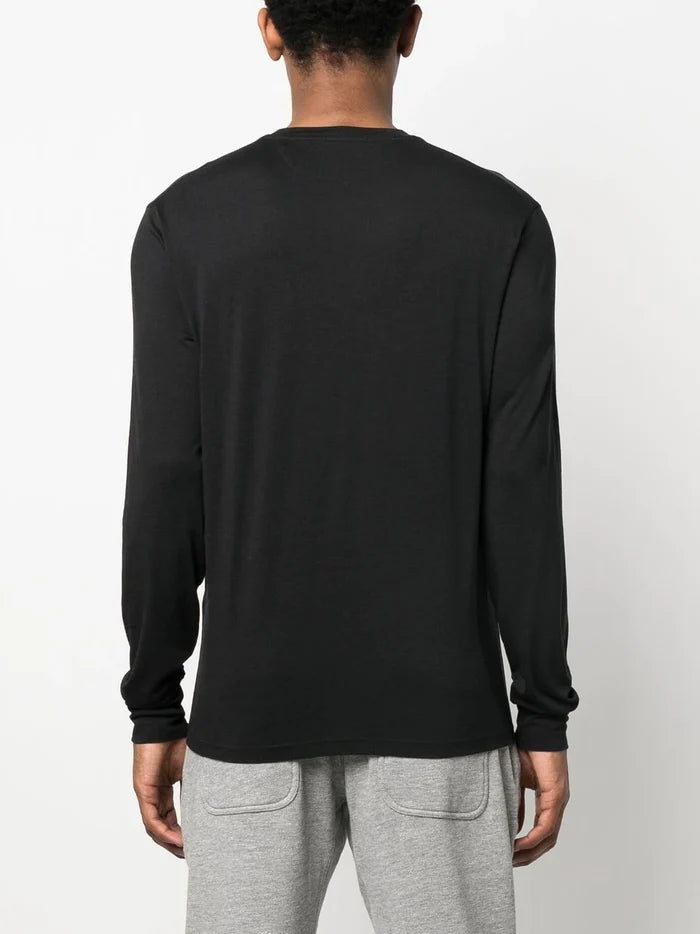 TOM FORD Crew Neck Long Sleeve Cotton T-Shirt Black - MAISONDEFASHION.COM