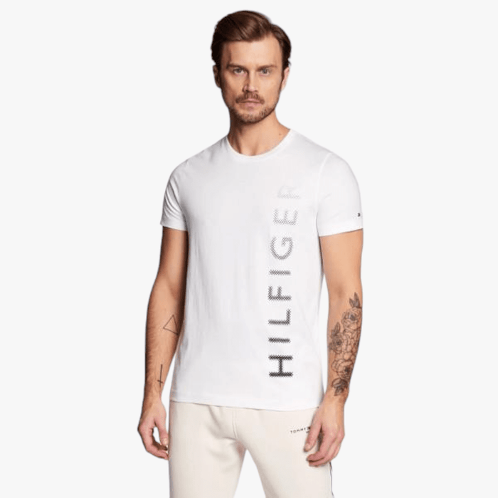 Tommy Hilfiger Mens Vertical Gradient Short Sleeve Tee White Tommy Hilfiger