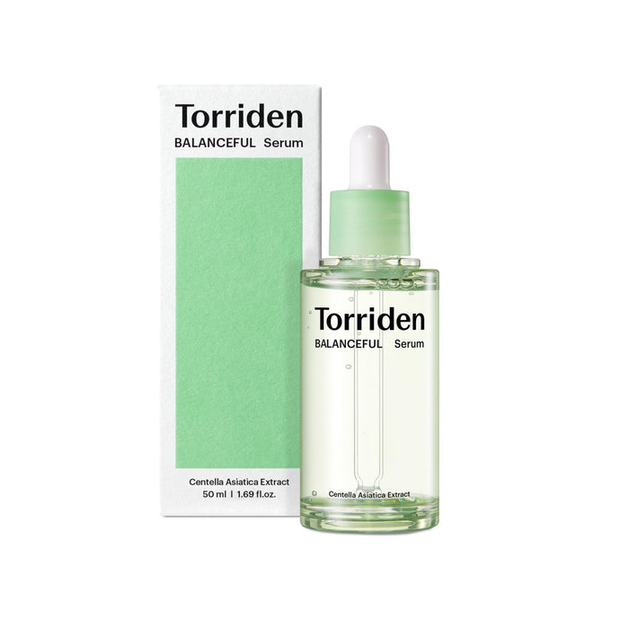 TORRIDEN Balanceful Cica Serum is a soothing and hydrating serum powered by the 5D Cica Complex, which includes Centella Asiatica Extract, Madecassoside, Asiaticoside, and more to calm and repair sensitive skin. Enriched with multiple forms of Hyaluronic Acid and Panthenol, it provides deep hydration while supporting the skin's barrier. This lightweight, fast-absorbing serum is perfect for sensitive and acne-prone skin, helping to reduce redness, soothe irritation, and promote a balanced, health