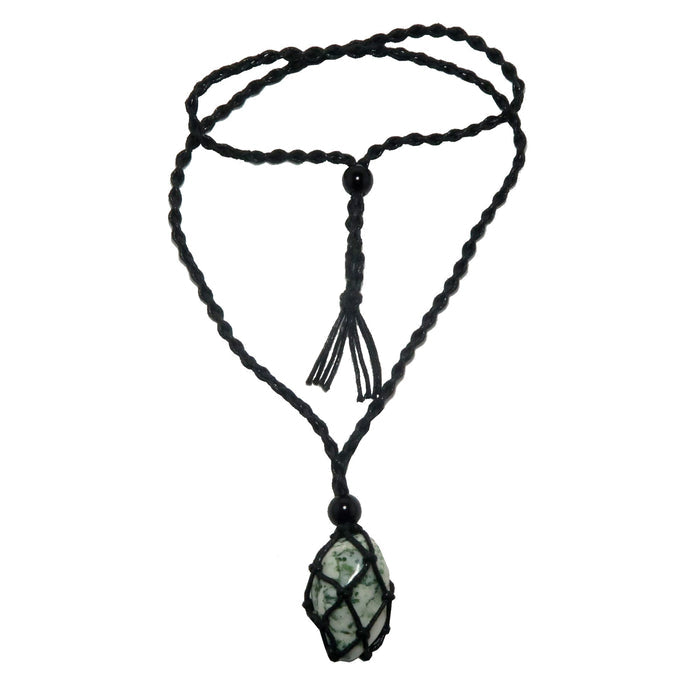 tree agate macrame necklace