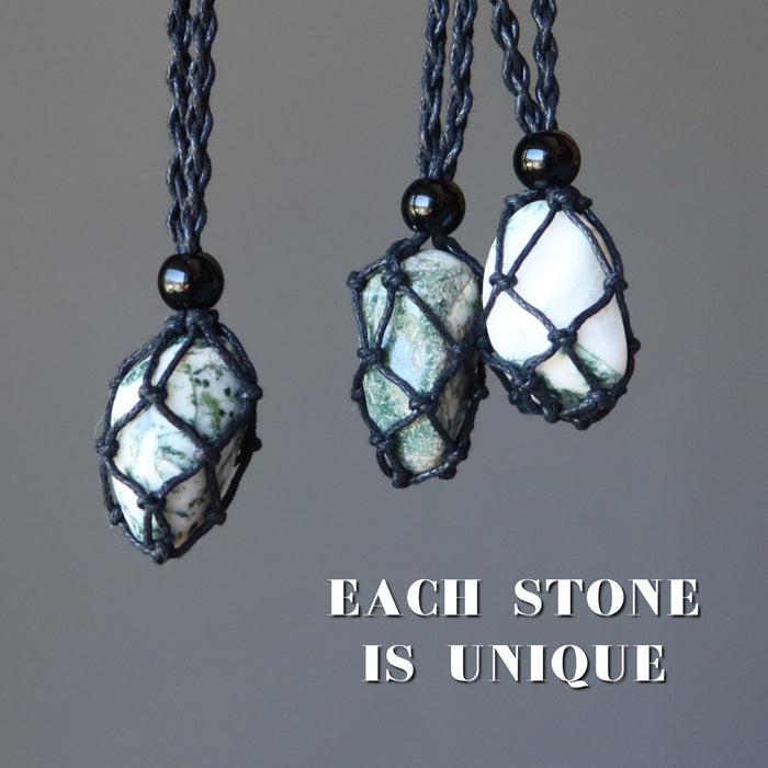 tree agate macrame necklaces