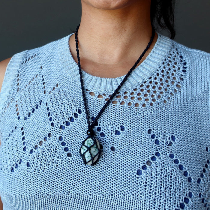 tree agate macrame necklace