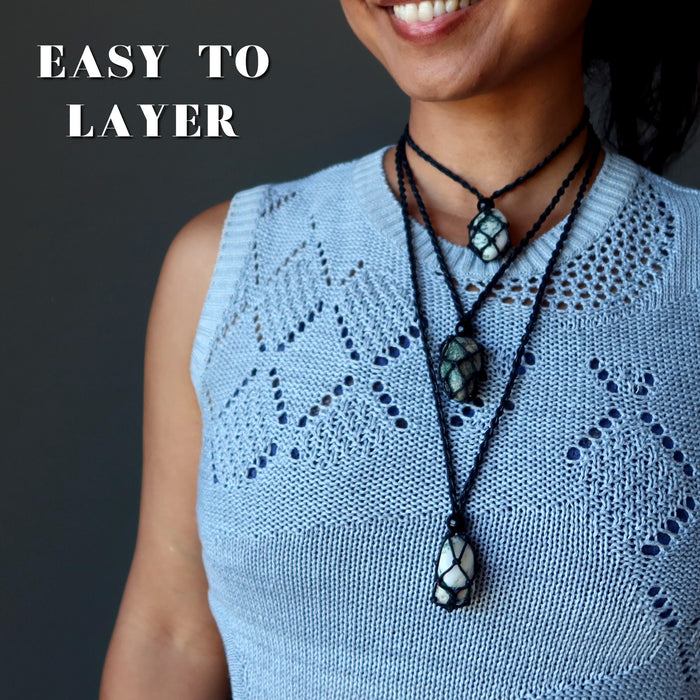 tree agate macrame necklace