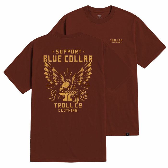 Troll Co. Men's "Support Blue Collar" Perched T-Shirt T-Shirts Troll Co. Red Clay 2XL Reg