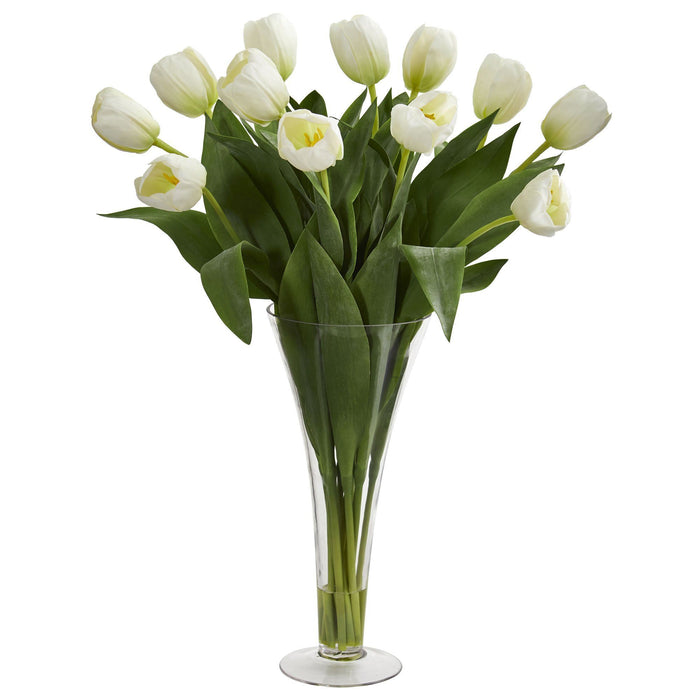 Tulips Artificial Arrangement in Flared Vase