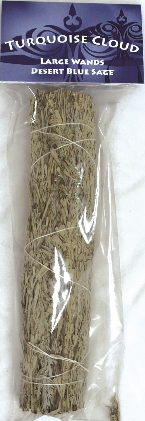 Turquoise Cloud  - Desert Blue Sage Wand, Large 9"-10"