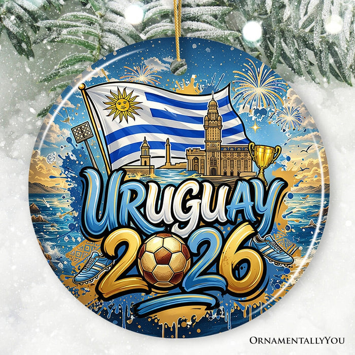 Uruguay 2026 Soccer Cup Global Championship Ornament, Fans Football Gift and Tree Decor Ceramic Ornament OrnamentallyYou Circle
