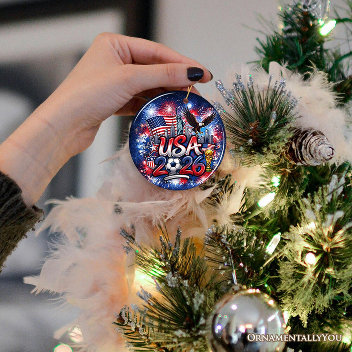 USA 2026 Soccer Cup Global Championship Ornament, Fans Football Gift and Tree Decor Ceramic Ornament OrnamentallyYou