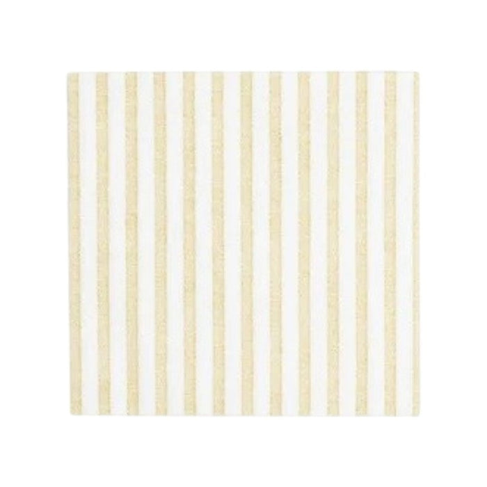 Elevate any gathering with the VIETRI - CAPRI COCKTAIL NAPKINS, LINEN—square napkins featuring vertical beige and white stripes evenly spaced across a classic linen surface, blending timeless elegance with practical design.