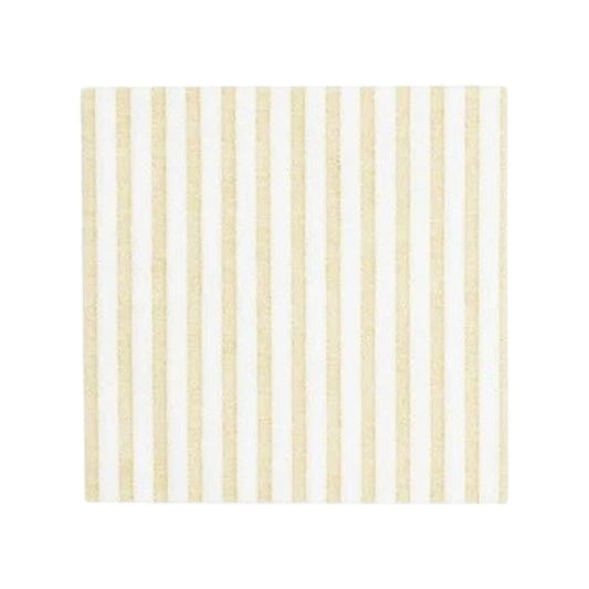 Elevate any gathering with the VIETRI - CAPRI COCKTAIL NAPKINS, LINEN—square napkins featuring vertical beige and white stripes evenly spaced across a classic linen surface, blending timeless elegance with practical design.
