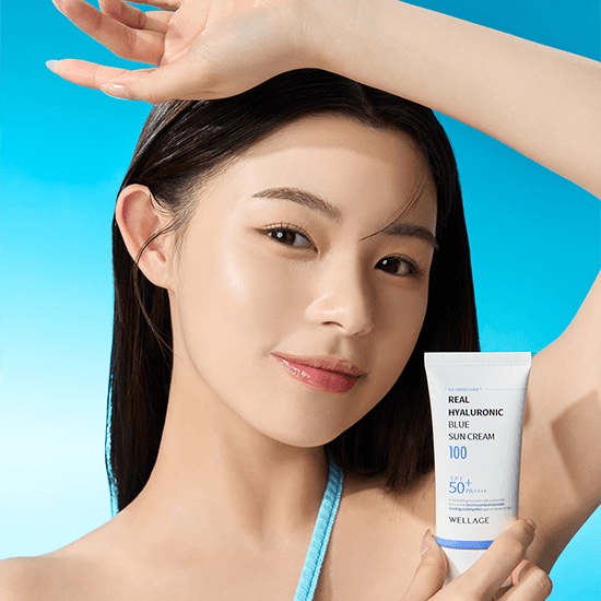 [WELLAGE] Real Hyaluronic Blue Sun Cream 100 SPF 50+ PA++++ 50ml - Ballagrio