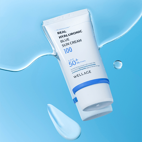 [WELLAGE] Real Hyaluronic Blue Sun Cream 100 SPF 50+ PA++++ 50ml - Ballagrio