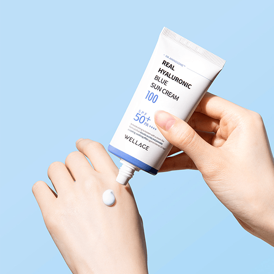 [WELLAGE] Real Hyaluronic Blue Sun Cream 100 SPF 50+ PA++++ 50ml - Ballagrio