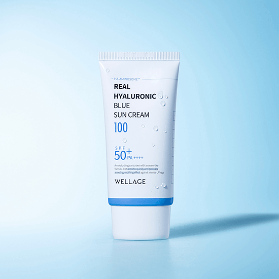 [WELLAGE] Real Hyaluronic Blue Sun Cream 100 SPF 50+ PA++++ 50ml - Ballagrio