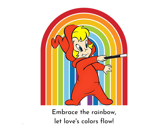 Wendy the Good Little Witch: Rainbow of Love - Unisex Jersey Short Sleeve V-Neck Tee - Whippie's