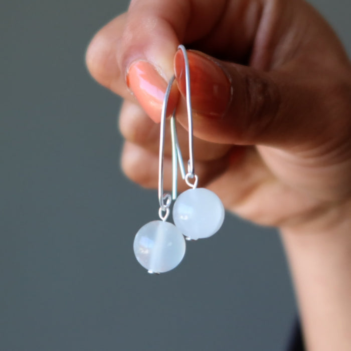 White Calcite Earrings Clear Mind Crystals