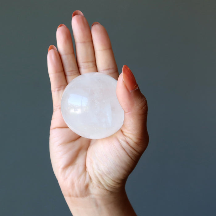 White Calcite Sphere Optical Oracle Crystal Ball