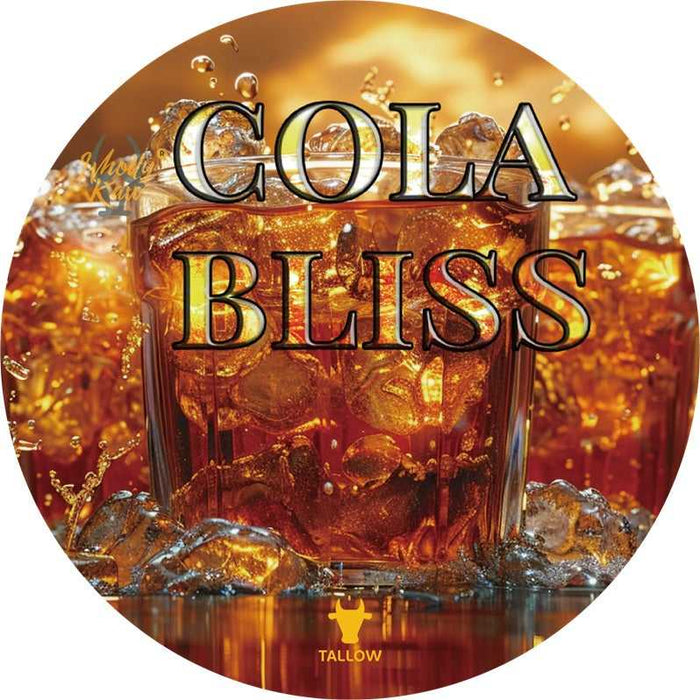 Cola Bliss Tallow Shaving Soap logo with cola drink and ice cubes