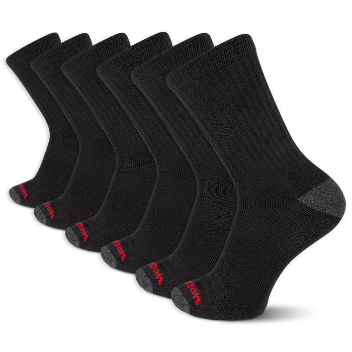 Wolverine Men's Heavy Duty Work Crew Sock (6 Pack) Socks Wolverine Black L