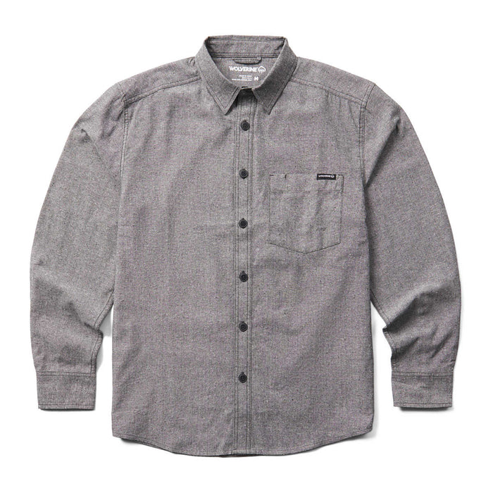 Wolverine Men's Re-Built Chest Pocket Button-Up Long Sleeve Work Shirt Work Shirts Wolverine Gray Chambray 2XL Reg
