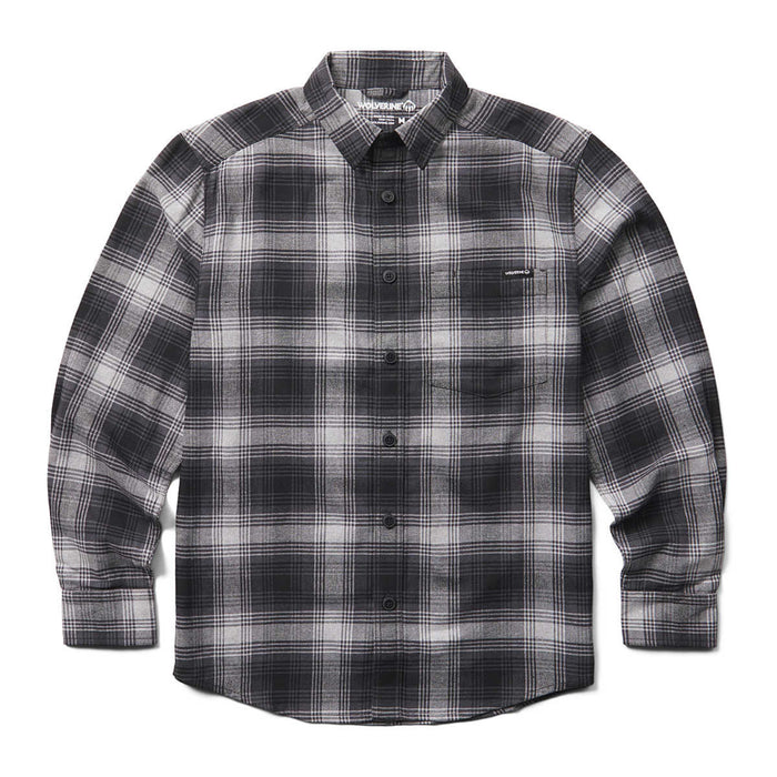 Wolverine Men's Re-Built Chest Pocket Button-Up Long Sleeve Work Shirt Work Shirts Wolverine Gray Plaid 2XL Reg