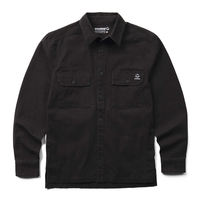 Wolverine Men's Steelhead Stretch Canvas Snap-Up Shirt Jac Long Sleeve T-Shirts Wolverine Black 2XL Reg