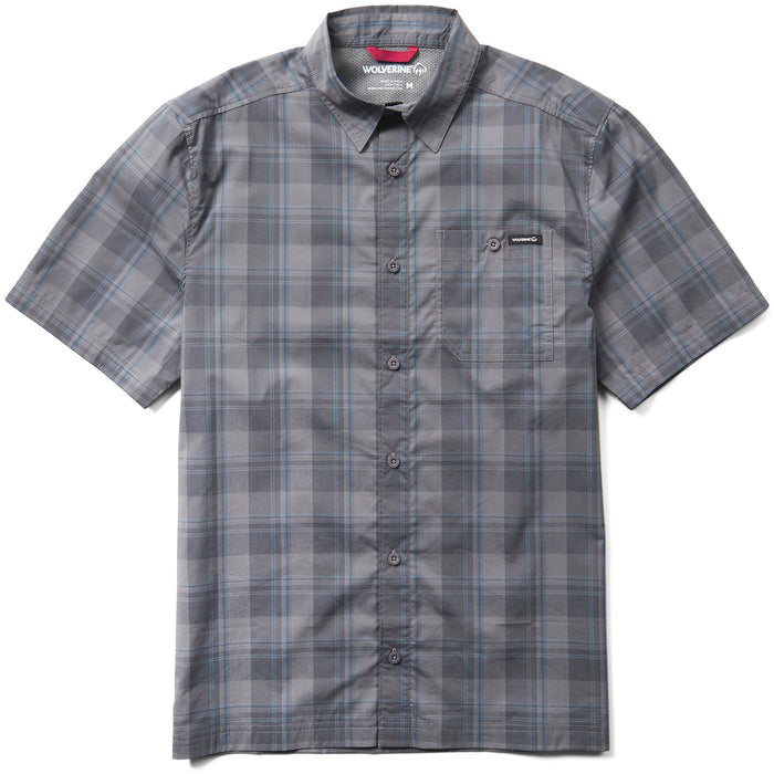 Wolverine Men's Vented Plaid Short Sleeve Work Shirt Work Shirts Wolverine Greystone 2XL Reg