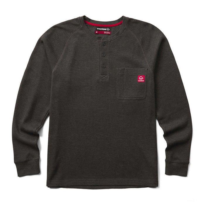Wolverine Men's Walden II Thermal Pocket Long Sleeve Henley Long Sleeve T-Shirts Wolverine Black Heather 2XL Reg