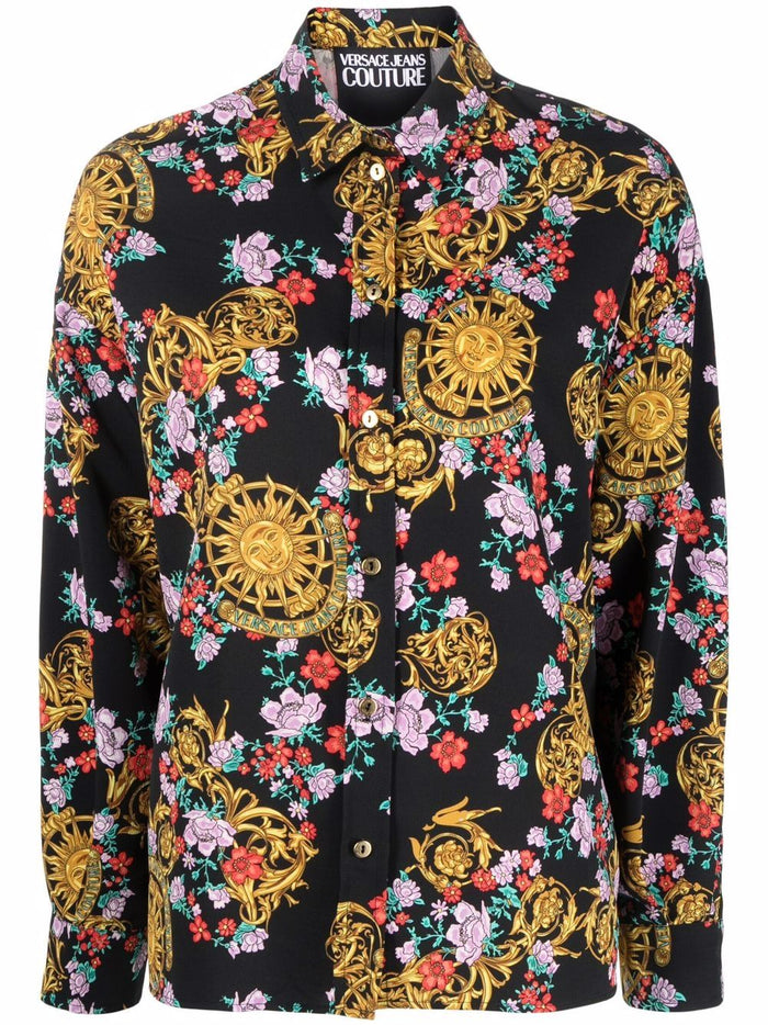 VERSACE WOMEN Sun Print Floral Shirt Black - MAISONDEFASHION.COM