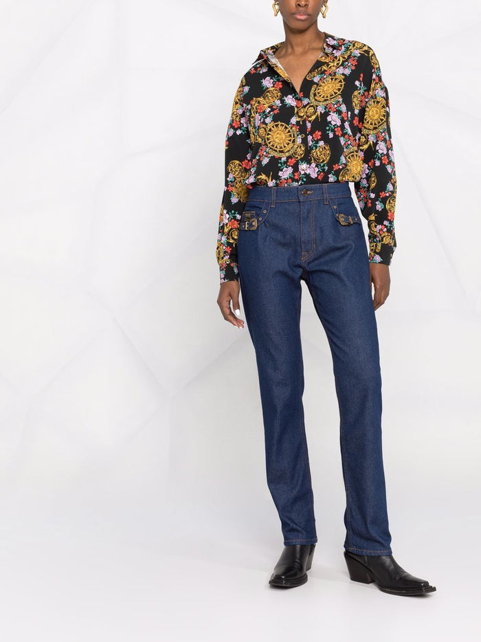VERSACE WOMEN Sun Print Floral Shirt Black - MAISONDEFASHION.COM