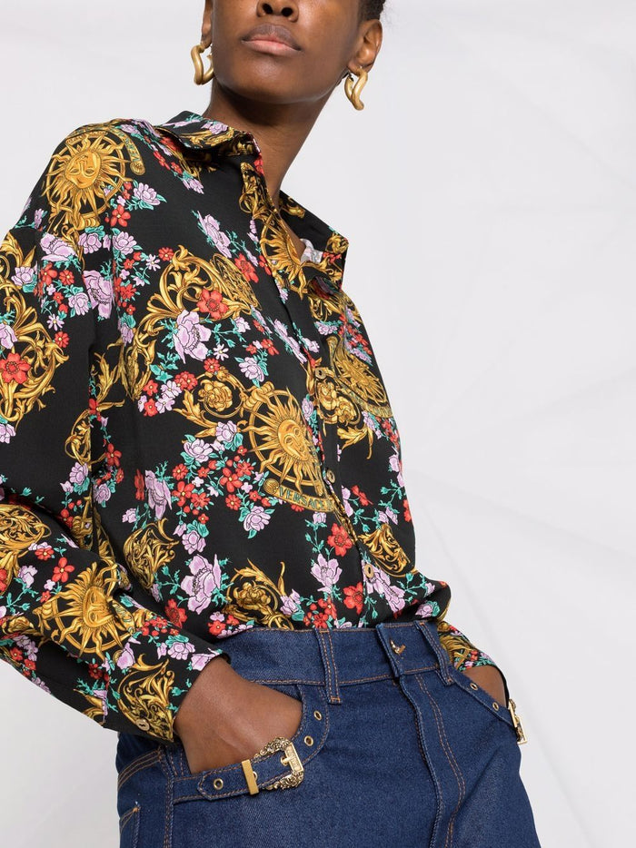 VERSACE WOMEN Sun Print Floral Shirt Black - MAISONDEFASHION.COM
