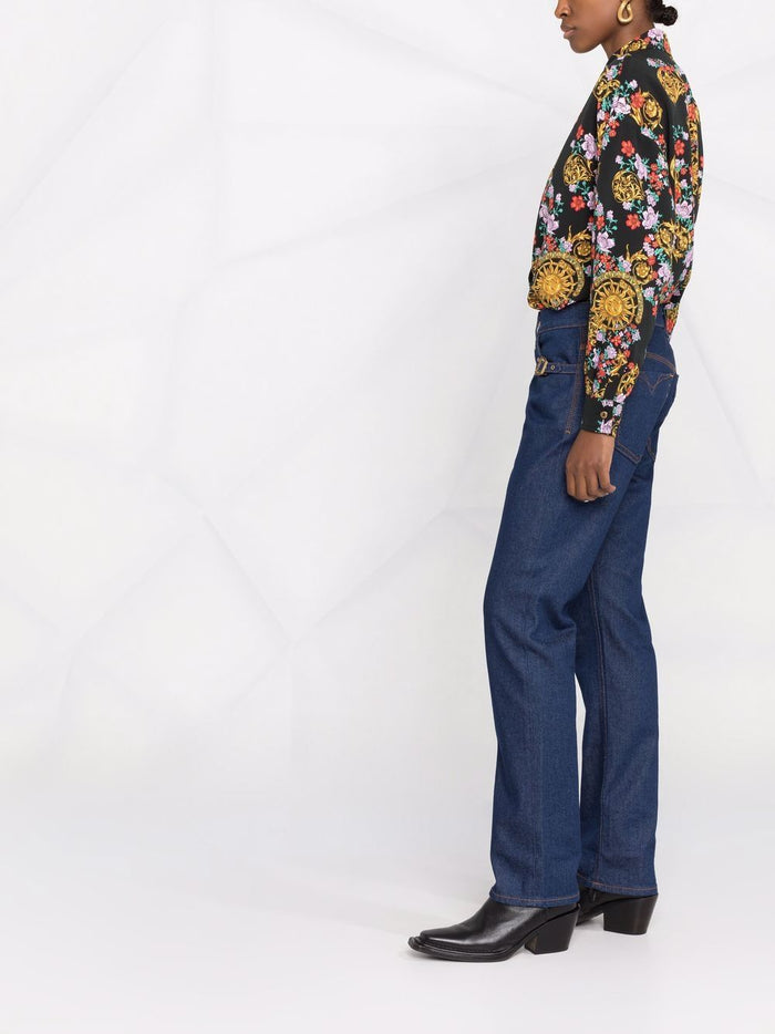 VERSACE WOMEN Sun Print Floral Shirt Black - MAISONDEFASHION.COM