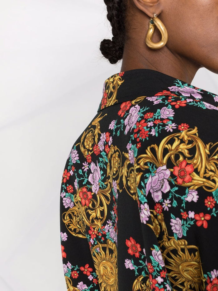 VERSACE WOMEN Sun Print Floral Shirt Black - MAISONDEFASHION.COM