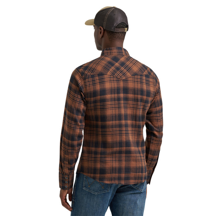 Wrangler Men's Retro Long Sleeve Flannel Western Snap Plaid Shirt Work Shirts Wrangler