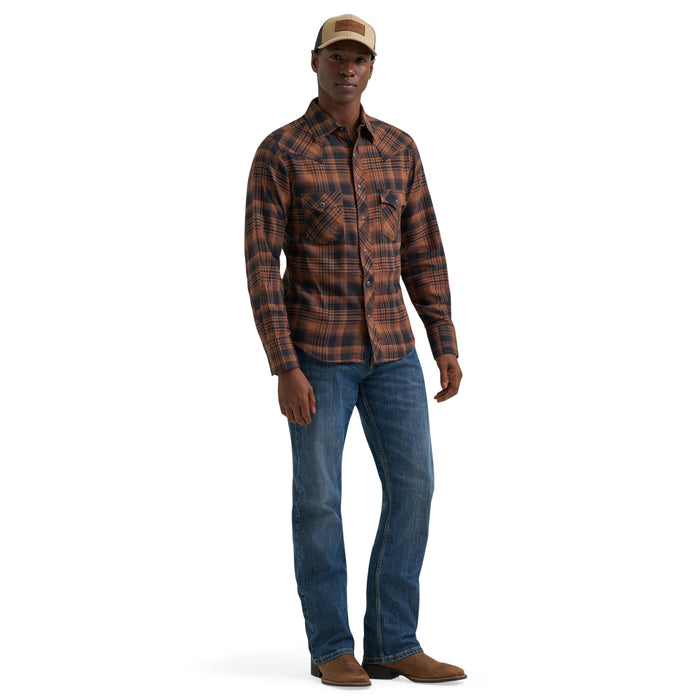 Wrangler Men's Retro Long Sleeve Flannel Western Snap Plaid Shirt Work Shirts Wrangler