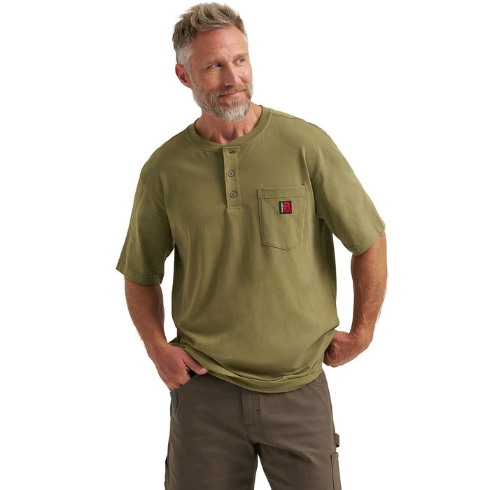 Wrangler Men's RIGGS Workwear® Short Sleeve Relaxed Henley Work Shirts Wrangler RIGGS Deep Lichen 2XL Reg