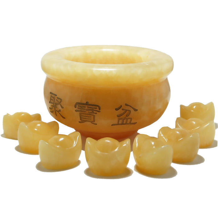 Calcite Money Bowl and ingots