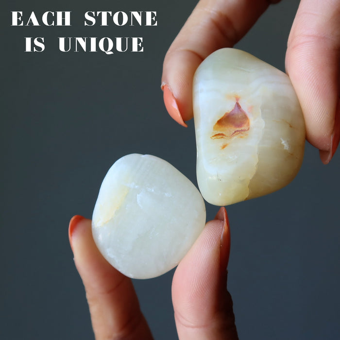 yellow calcite tumbled stones