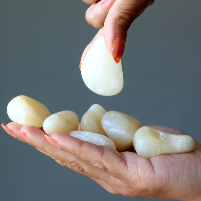 yellow calcite tumbled stones