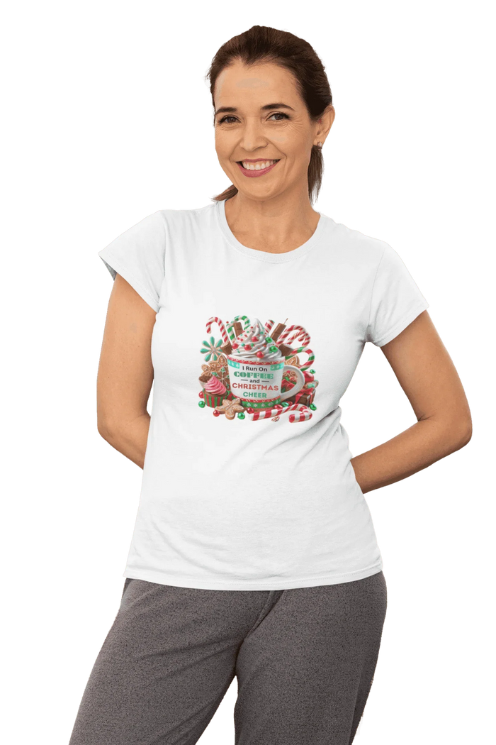 ☕🎄 I Run on Coffee & Christmas Cheer 🎁🌟 - Women's Softstyle Tee - Whippie's
