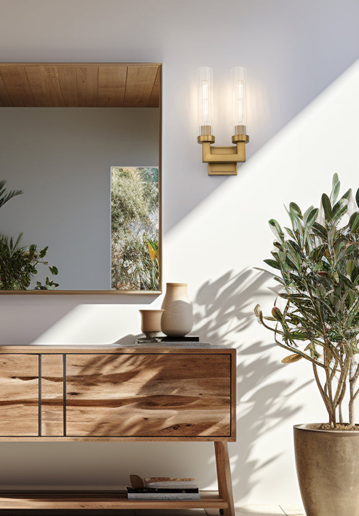 Wall Sconce Z-Lite 740-2S-RB Rubbed Brass Beau 2 Light Wall Sconce Z-Lite