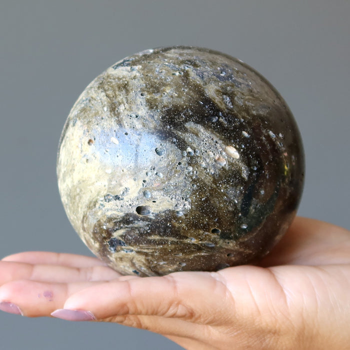 Zhamanshin Crater Impactite Sphere Rare Crystal Ball